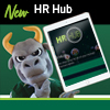 Rocky holding ipad with HR Hub screen